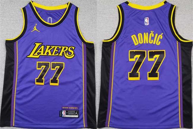 Youth Los Angeles Lakers #77 Luka Doncic Purple 2025 City Edition Stitched Jersey